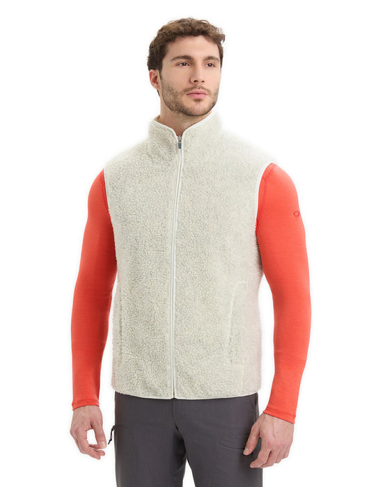 Icebreaker RealFleece™ Merino High Pile Vest  Ecru Heather/Snow Herr - Västar