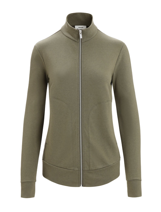 Icebreaker Merino Blend Central Classic Long Sleeve Zip Sweatshirt  Loden Dam - Tröjor Dam