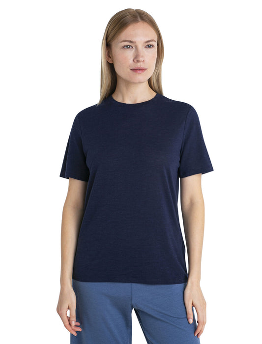 Icebreaker Merino Linen Short Sleeve T-Shirt  Midnight Navy Dam - T-shirts & Linnen Dam