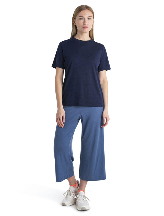 Icebreaker Merino Linen Short Sleeve T-Shirt  Midnight Navy Dam - T-shirts & Linnen Dam