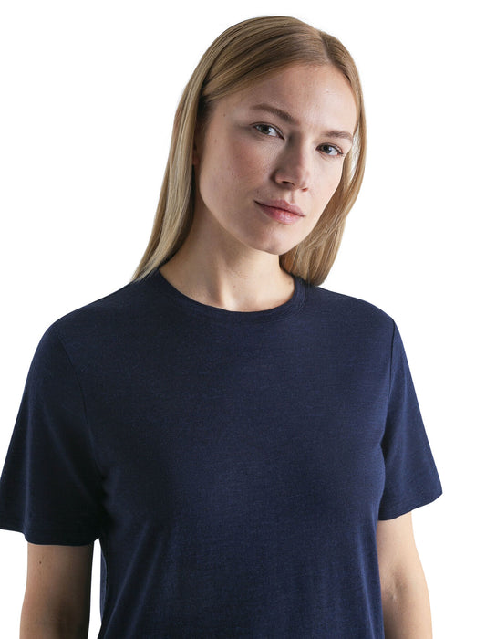 Icebreaker Merino Linen Short Sleeve T-Shirt  Midnight Navy Dam - T-shirts & Linnen Dam