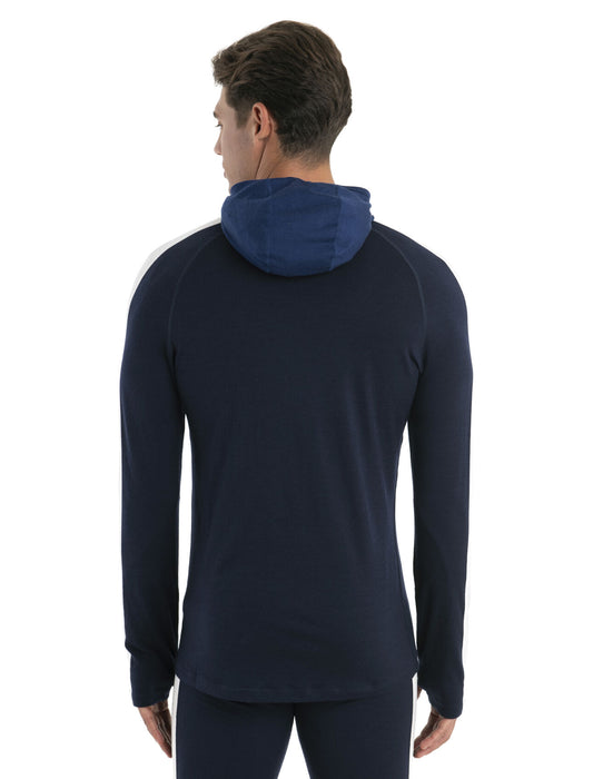 Icebreaker Merino 200 Sonebula Long Sleeve Half Zip Thermal Hood Midnight Navy/Royal Navy Herr - Tröjor