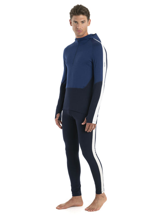 Icebreaker Merino 200 Sonebula Long Sleeve Half Zip Thermal Hood Midnight Navy/Royal Navy Herr - Tröjor