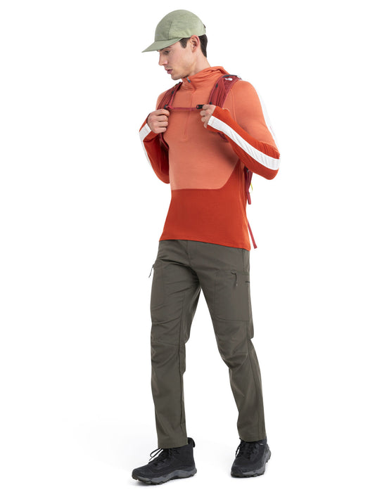 Icebreaker Merino 200 Sonebula Long Sleeve Half Zip Thermal Hood Molten/Ember/Snow Herr - Tröjor