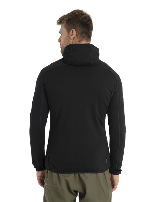 Icebreaker Merino Blend Quantum Hybrid Long Sleeve Zip Hoodie Black Herr - Tröjor