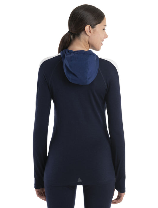 Icebreaker Merino 200 Sonebula Long Sleeve Half Zip Thermal Hood  Midnight Navy/Royal Navy Dam - Underställ Dam