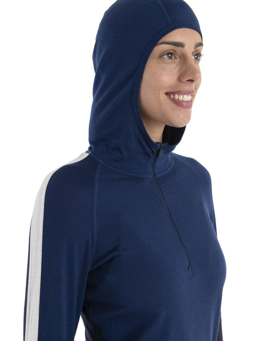 Icebreaker Merino 200 Sonebula Long Sleeve Half Zip Thermal Hood  Midnight Navy/Royal Navy Dam - Underställ Dam