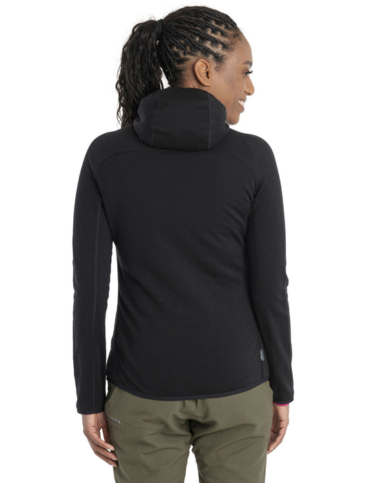 Icebreaker Merino Blend Quantum Hybrid Long Sleeve Zip Hoodie  Black Dam - Tröjor Dam