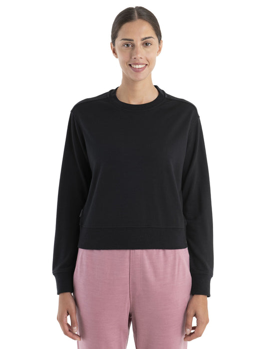 Icebreaker Merino Blend Crush II Long Sleeve Sweatshirt  Black Dam - Tröjor Dam