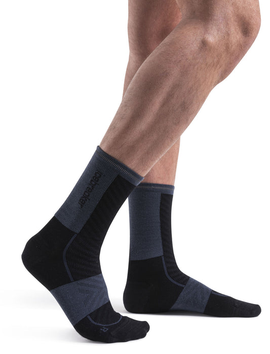 Icebreaker Merino Blend Run+ Ultralight Crew Socks Black/Graphite Herr - Strumpor