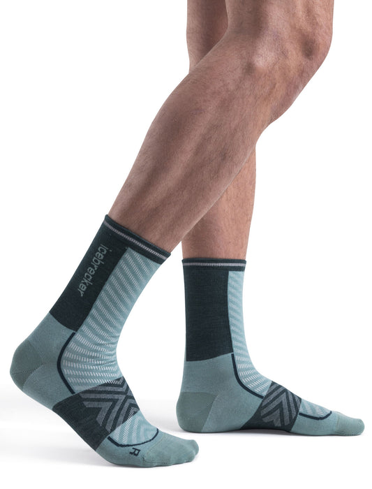 Icebreaker Merino Blend Run+ Ultralight Crew Socks Cloud Ray/Fathom Green Herr - Strumpor