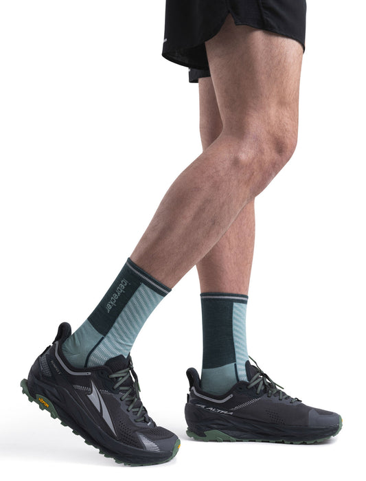 Icebreaker Merino Blend Run+ Ultralight Crew Socks Cloud Ray/Fathom Green Herr - Strumpor