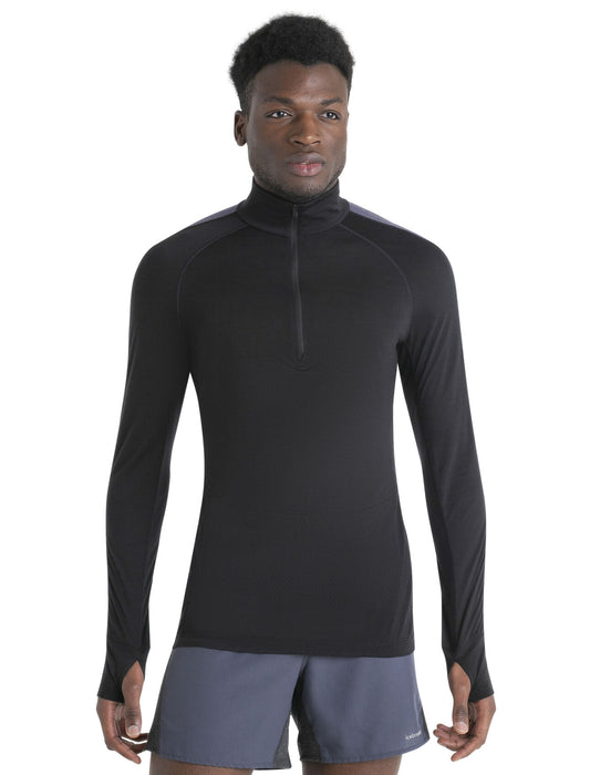 Icebreaker 125 ZoneKnit™ Merino Blend Long Sleeve Half Zip Thermal Top Black/Graphite Herr - Underställ