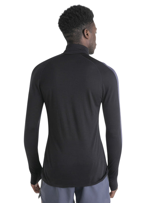 Icebreaker 125 ZoneKnit™ Merino Blend Long Sleeve Half Zip Thermal Top Black/Graphite Herr - Underställ