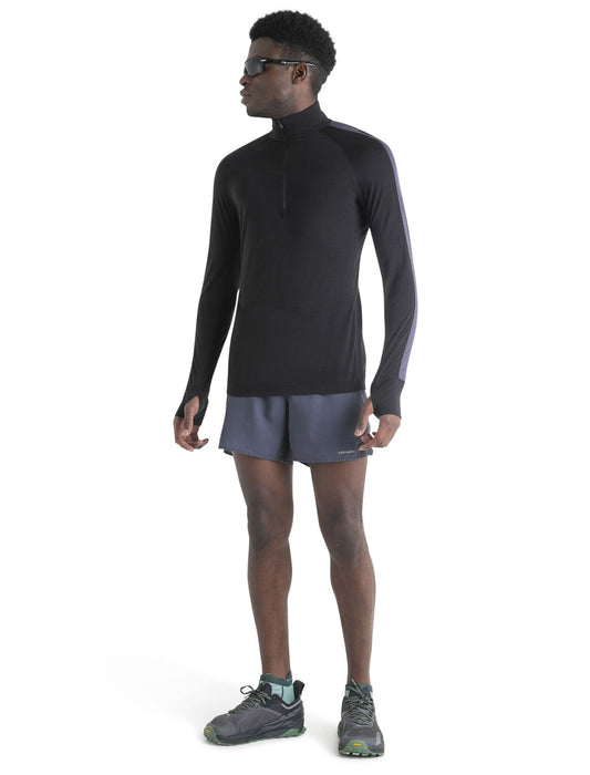 Icebreaker 125 ZoneKnit™ Merino Blend Long Sleeve Half Zip Thermal Top Black/Graphite Herr - Underställ