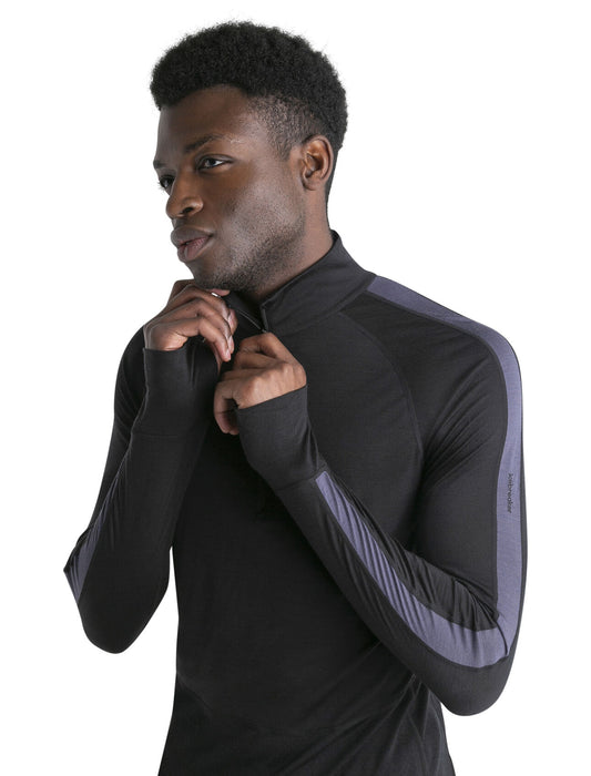 Icebreaker 125 ZoneKnit™ Merino Blend Long Sleeve Half Zip Thermal Top Black/Graphite Herr - Underställ