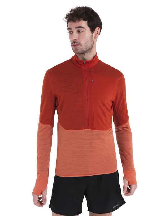 Icebreaker Merino Blend 200 Realfleece™ Descender Long Sleeve Half Zip Top Molten/Ember Herr - Tröjor