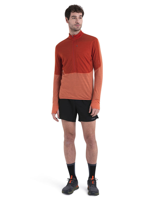 Icebreaker Merino Blend 200 Realfleece™ Descender Long Sleeve Half Zip Top Molten/Ember Herr - Tröjor