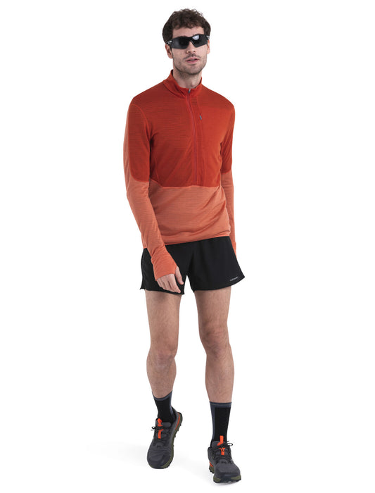 Icebreaker Merino Blend 200 Realfleece™ Descender Long Sleeve Half Zip Top Molten/Ember Herr - Tröjor