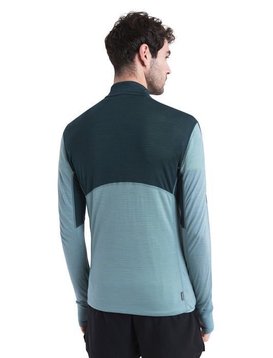 Icebreaker Merino Blend 200 Realfleece™ Descender Long Sleeve Half Zip Top Fathom Green/Cloud Ray Herr - Tröjor