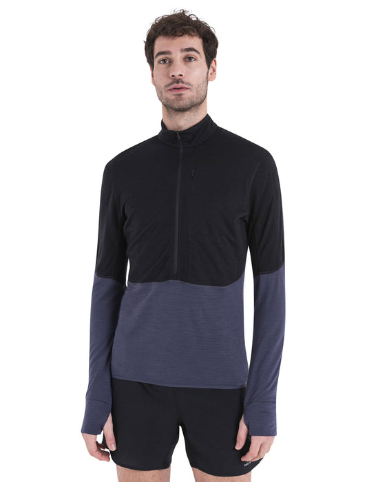 Icebreaker Merino Blend 200 Realfleece™ Descender Long Sleeve Half Zip Top Black/Graphite Herr - Tröjor