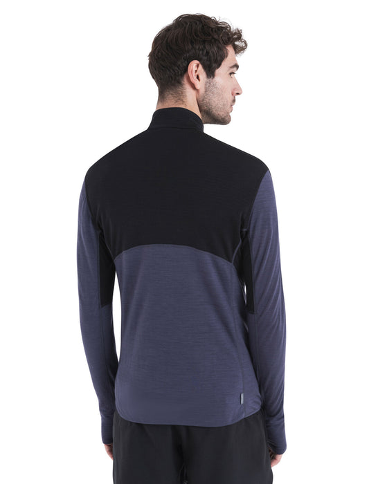 Icebreaker Merino Blend 200 Realfleece™ Descender Long Sleeve Half Zip Top Black/Graphite Herr - Tröjor