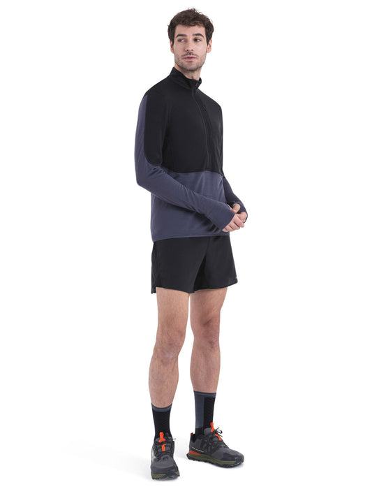 Icebreaker Merino Blend 200 Realfleece™ Descender Long Sleeve Half Zip Top Black/Graphite Herr - Tröjor