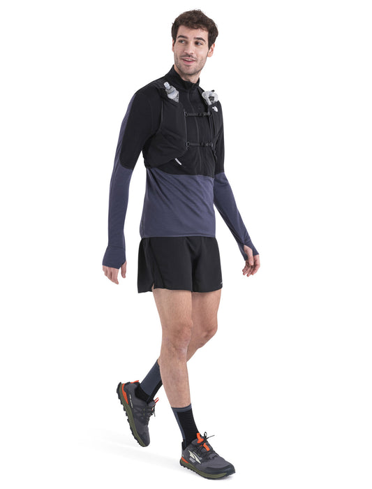 Icebreaker Merino Blend 200 Realfleece™ Descender Long Sleeve Half Zip Top Black/Graphite Herr - Tröjor