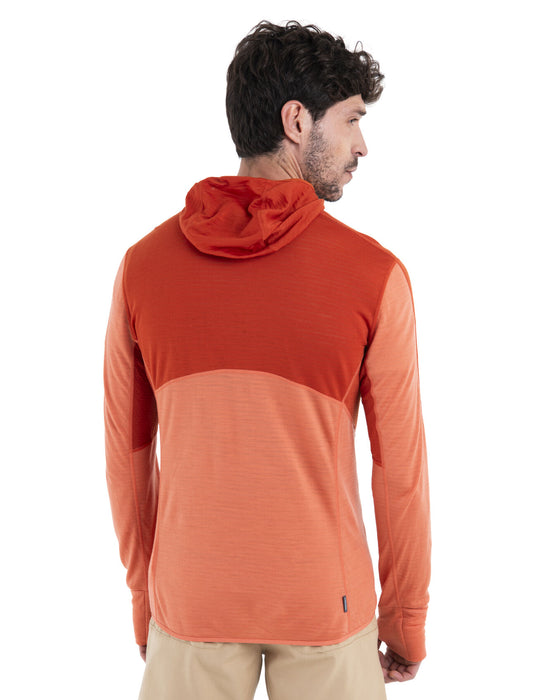 Icebreaker Merino Blend 200 Realfleece™ Descender Long Sleeve Zip Hoodie Molten/Ember Herr - Tröjor