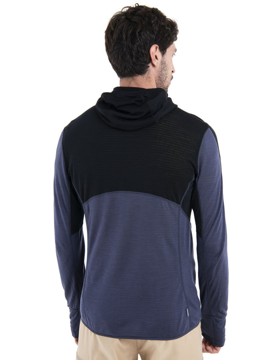 Icebreaker Merino Blend 200 Realfleece™ Descender Long Sleeve Zip Hoodie Black/Graphite Herr - Tröjor