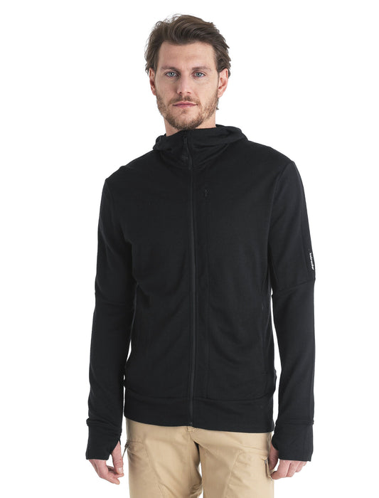 Icebreaker Merino 260 Quantum IV Long Sleeve Zip Hoodie Black Herr - Tröjor