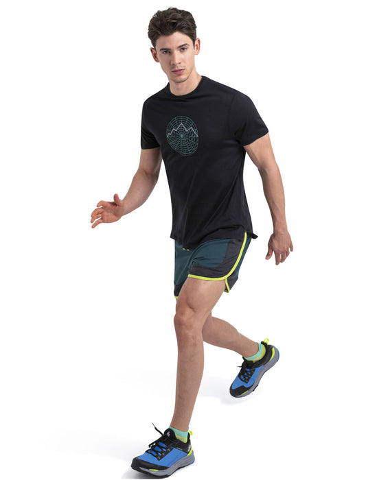 Icebreaker 125 Cool-Lite™ Merino Blend Sphere III T-Shirt Vision Grid Black Herr - T-shirts & Linnen