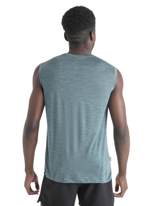 Icebreaker 125 Cool-Lite™ Merino Blend Sphere III Tank Fathom Green Heather Herr - T-shirts & Linnen