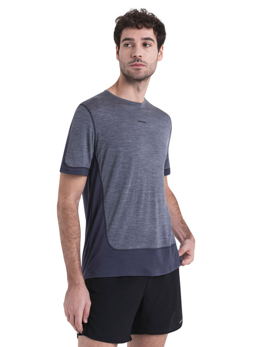 Icebreaker 125 ZoneKnit™ Merino Blend Energy Wind T-Shirt Graphite/Graphite Heather Herr - T-shirts & Linnen