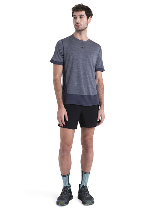 Icebreaker 125 ZoneKnit™ Merino Blend Energy Wind T-Shirt Graphite/Graphite Heather Herr - T-shirts & Linnen