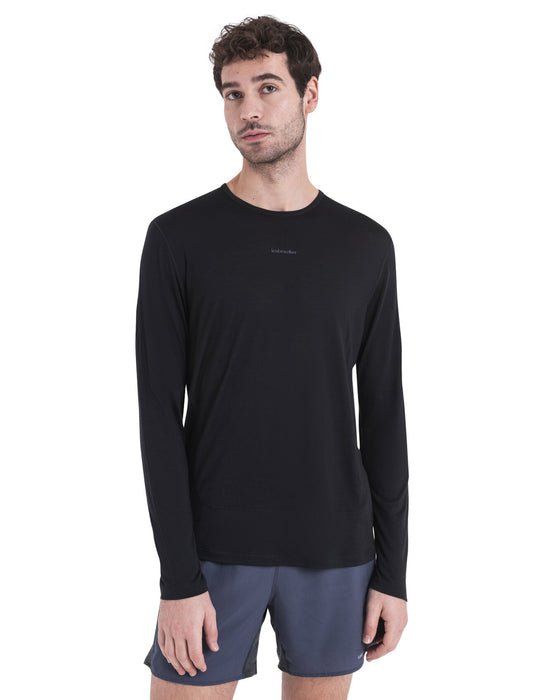 Icebreaker 125 ZoneKnit™ Merino Blend Energy Wind Long Sleeve T-Shirt Black Herr - T-shirts & Linnen