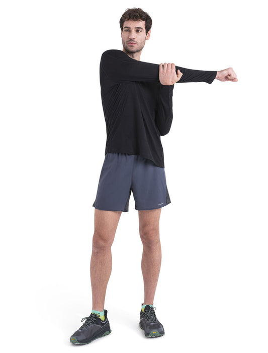 Icebreaker 125 ZoneKnit™ Merino Blend Energy Wind Long Sleeve T-Shirt Black Herr - T-shirts & Linnen