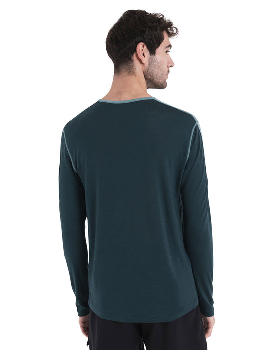 Icebreaker 125 ZoneKnit™ Merino Blend Energy Wind Long Sleeve T-Shirt Fathom Green/Cloud Ray Herr - T-shirts & Linnen