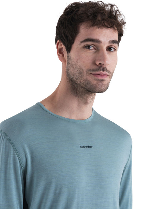 Icebreaker 125 ZoneKnit™ Merino Blend Energy Wind Long Sleeve T-Shirt Fathom Green/Cloud Ray Herr - T-shirts & Linnen