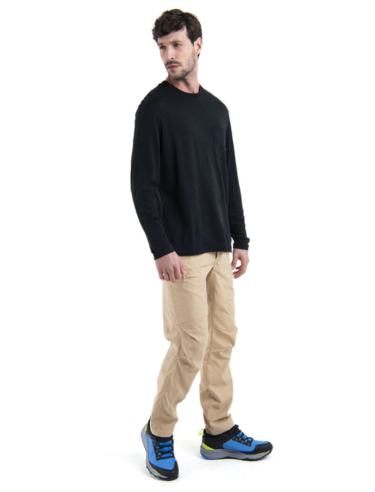 Icebreaker Merino 150 Tech Lite III Long Sleeve Relaxed Pocket T-Shirt Black Herr - T-shirts & Linnen