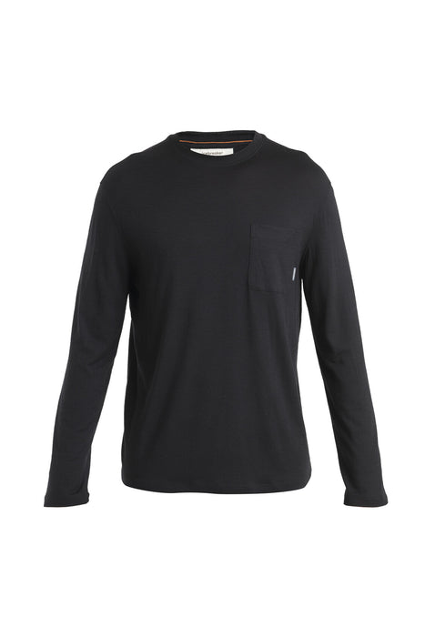 Icebreaker Merino 150 Tech Lite III Long Sleeve Relaxed Pocket T-Shirt Black Herr - T-shirts & Linnen