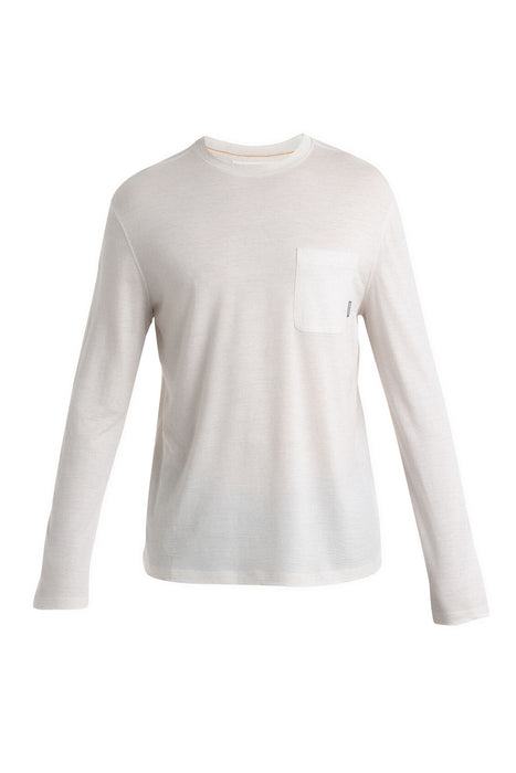 Icebreaker Merino 150 Tech Lite III Long Sleeve Relaxed Pocket T-Shirt Ecru Heather Herr - T-shirts & Linnen