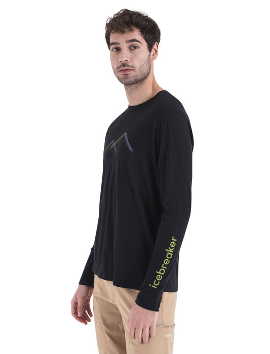 Icebreaker Merino 150 Tech Lite III Long Sleeve T-Shirt Peak Glow Black Herr - T-shirts & Linnen