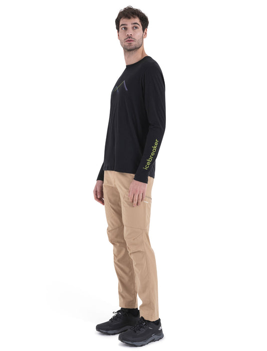 Icebreaker Merino 150 Tech Lite III Long Sleeve T-Shirt Peak Glow Black Herr - T-shirts & Linnen