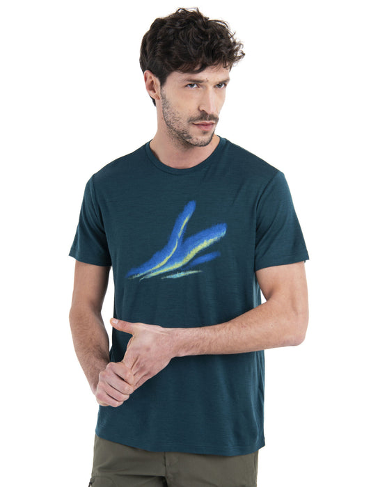 Icebreaker Merino 150 Tech Lite III T-Shirt Aurora Glow Fathom Green Herr - T-shirts & Linnen