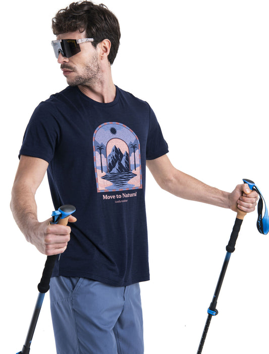 Icebreaker Merino 150 Tech Lite III T-Shirt Mountain Gateway Midnight Navy Herr - T-shirts & Linnen