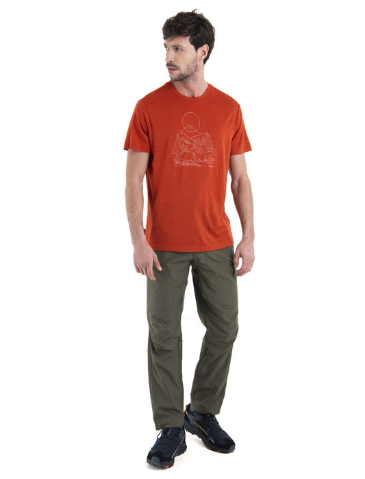 Icebreaker Merino 150 Tech Lite III T-Shirt Sunset Camp Molten Herr - T-shirts & Linnen