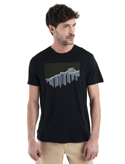 Icebreaker Merino 150 Tech Lite III T-Shirt Pinnacle Grid Black Herr - T-shirts & Linnen