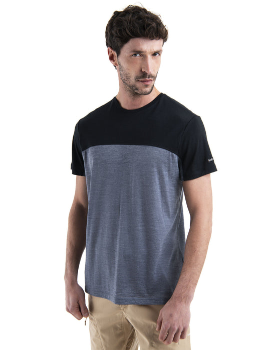 Icebreaker 125 Cool-Lite™ Merino Blend Sphere III T-Shirt Colour Block Graphite Heather/Black Herr - T-shirts & Linnen