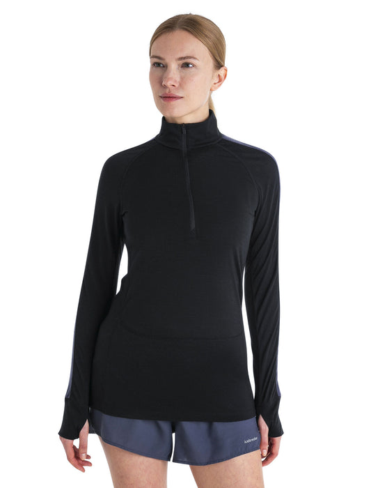 Icebreaker 125 ZoneKnit™ Merino Blend Long Sleeve Half Zip Thermal Top  Black/Graphite Dam - Underställ Dam